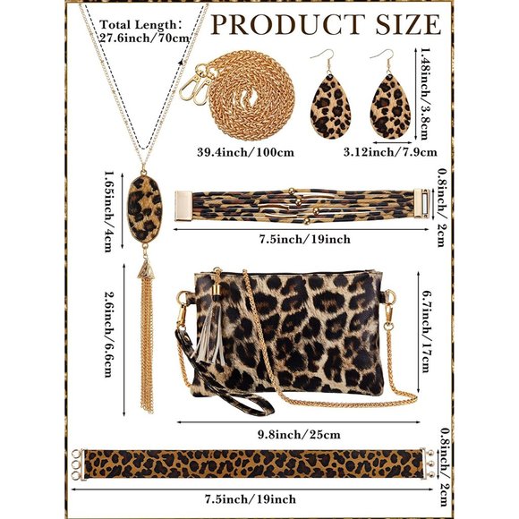 New 6 Pieces Leopard Jewelry Set for Women, Leopard Earrings Bracelets M… - Picture 2 of 5